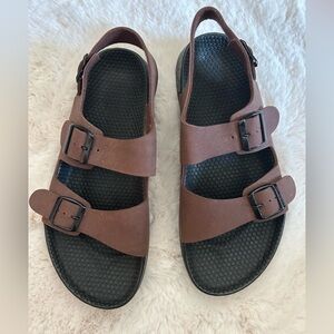 Birkenstock Birki Trinidad Birko-flor Brown Black Sandal Eu 43 M 10 Unisex